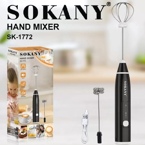 Rechargeable 3 Speed Sokany SK-1772 Hand Mixer Egg Beater with 2 Stainless Steel Head (7)