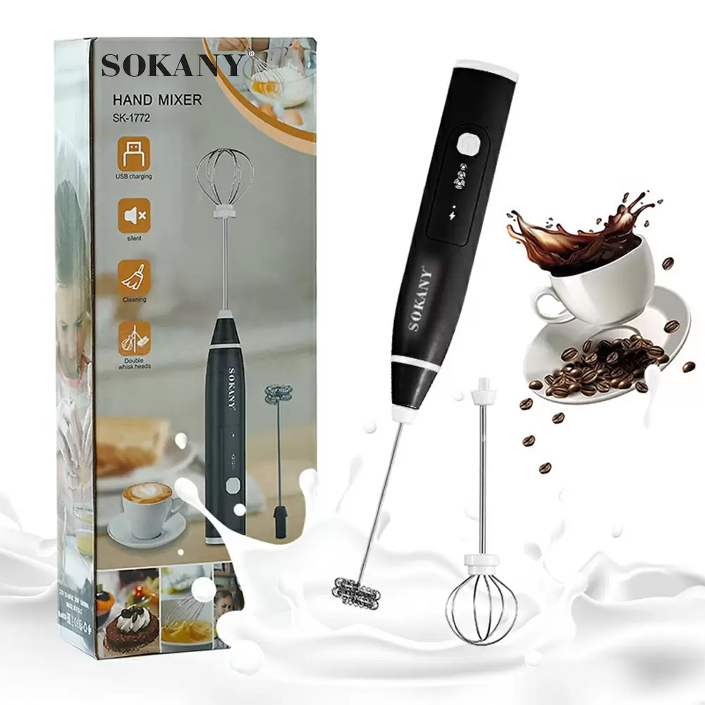 Rechargeable 3 Speed Sokany SK-1772 Hand Mixer Egg Beater with 2 Stainless Steel Head