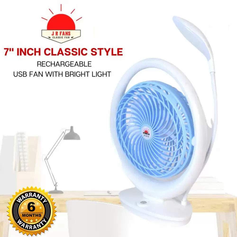 Rechargeable 7 Inch Table Fan with 21 LED Light JR-2018 AC and DC Fan with Light (2)