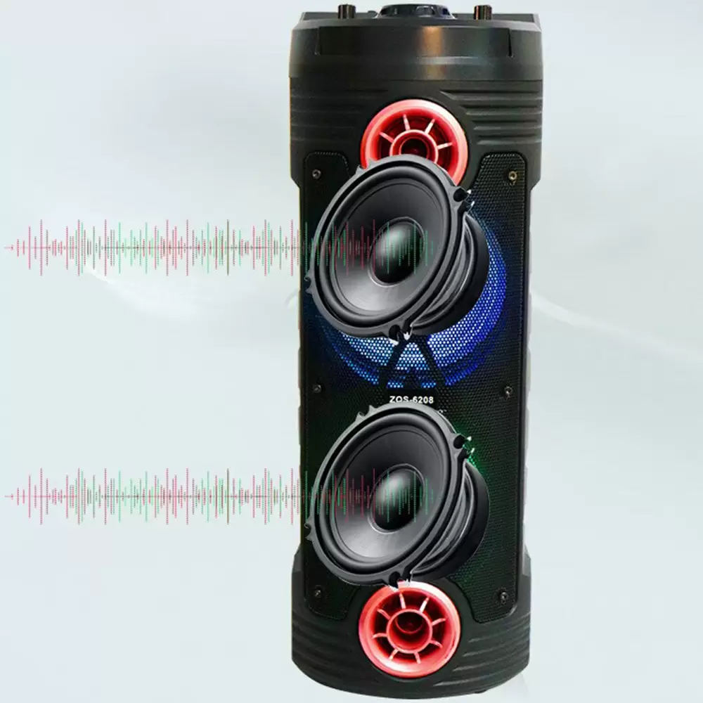 Super Bass ZQS-6208 Bluetooth Big Speaker With Remote And Wired Mic