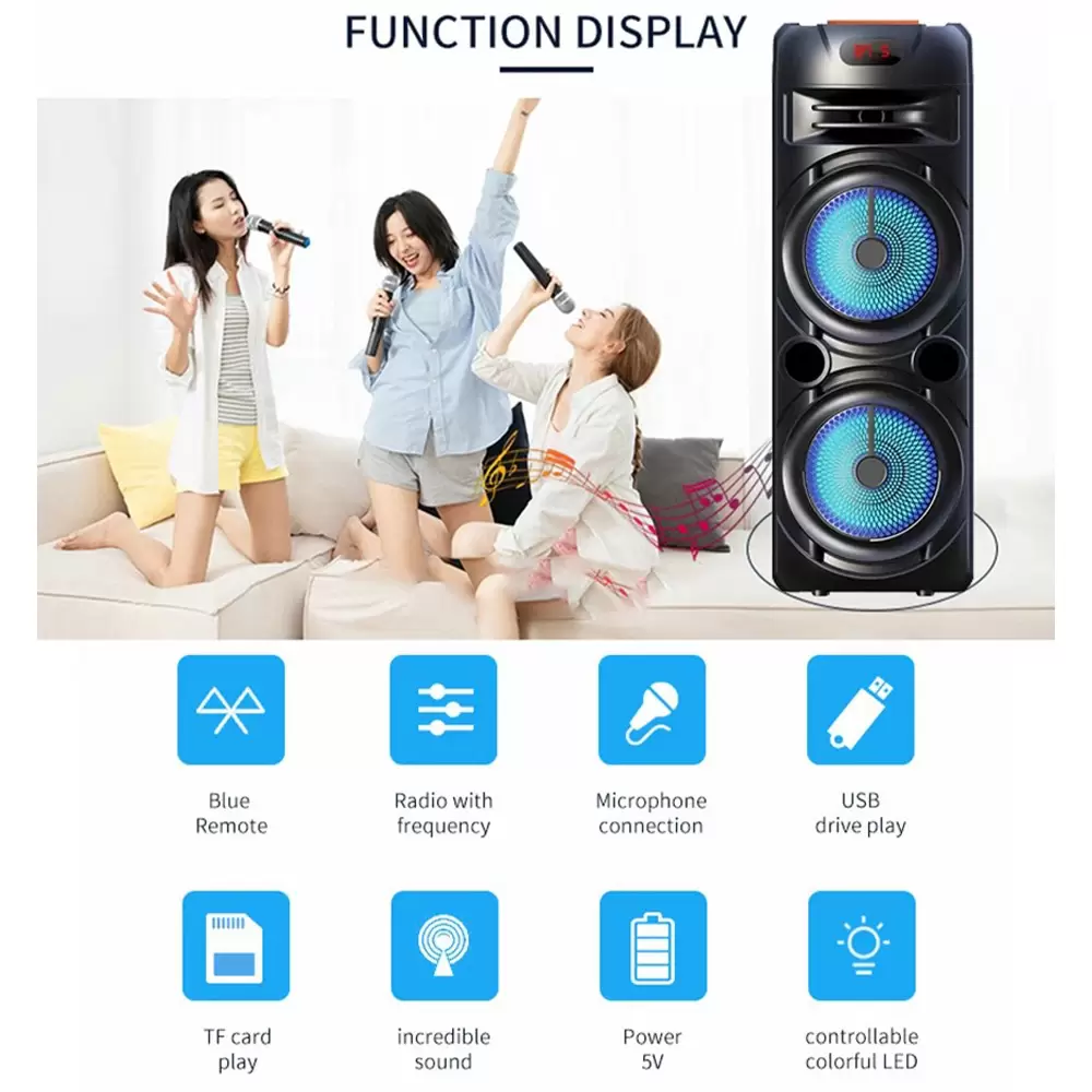 80w Rechargeable Super Bass ZQS-8220 Bluetooth Big Speaker With Remote And Wireless Mic (10)