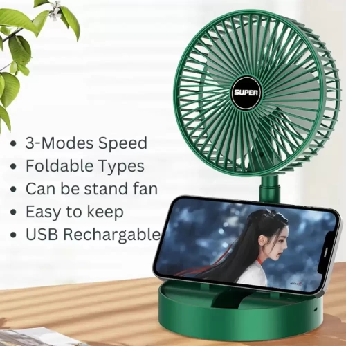 FS-21 Rechargeable Portable Folding fan Electric Fan with Mobile Stand