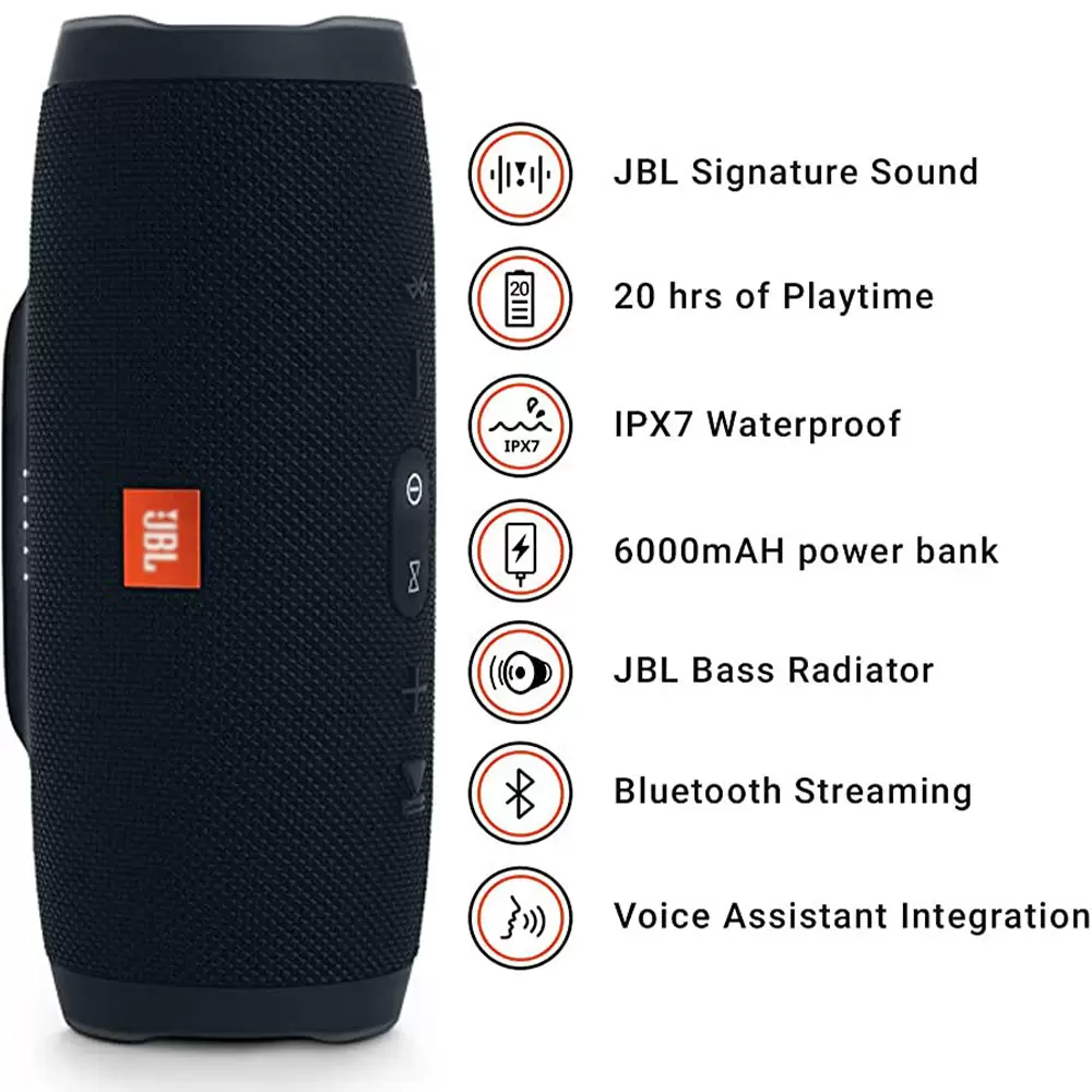 JBL Charge 3 Waterproof Portable Bluetooth Speaker with FM Radio SD Card USB Supported (5)