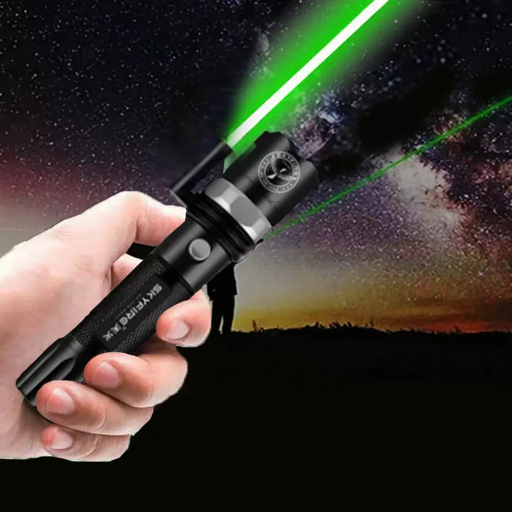 Rechargeable LED Multifunction Flashlight Metal Torch with Laser Pointer Heavy Duty Flash Light (15)