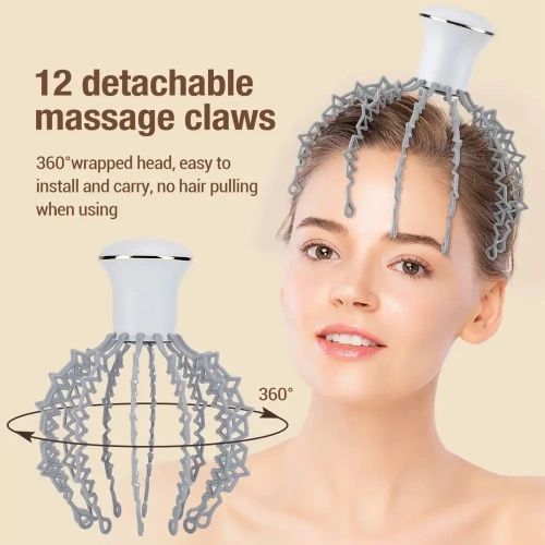 6 Modes Rechargeable Electric Head Massager Vibration Head Scratcher 12-Claws Head Massager For Relieve Head Fatigue Scalp Relaxation (1)