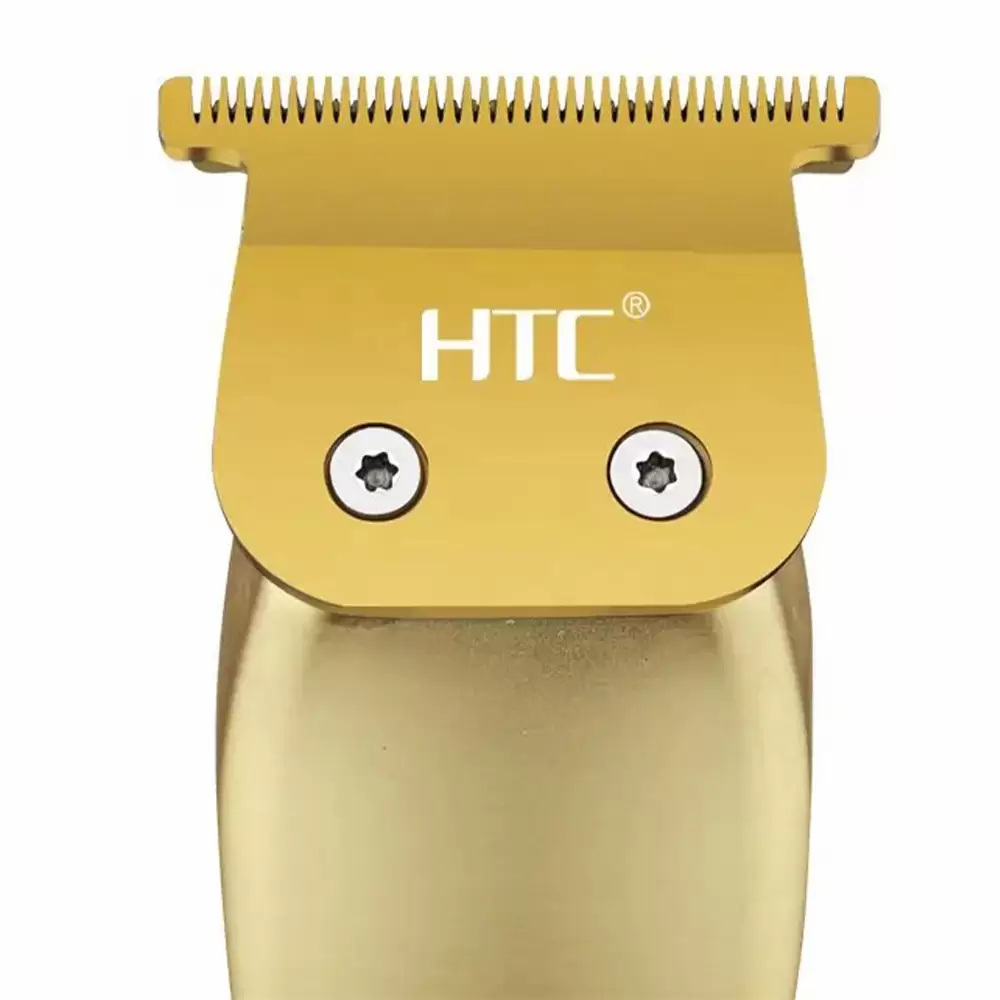 Rechargeable HTC AT-176 Metal T-Blade Hair Clipper with LED Display Golden Color Blade New Patent Design Hair and Beard Trimmer (9)