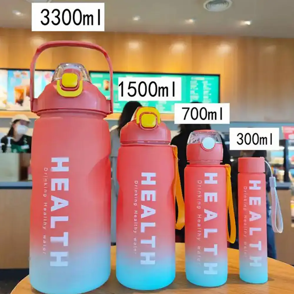 4Pcs Water Bottle 3300ml 1500ml 700ml 300ml Leakproof Durable Non-Toxic Sipper Water bottle for office School gym