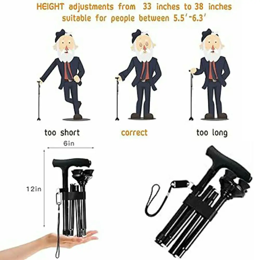 Magic Cane Smart Easy Adjustable Walking Stick with LED Lights Lightweight Folding & Extendable Aluminum Folding W (14)