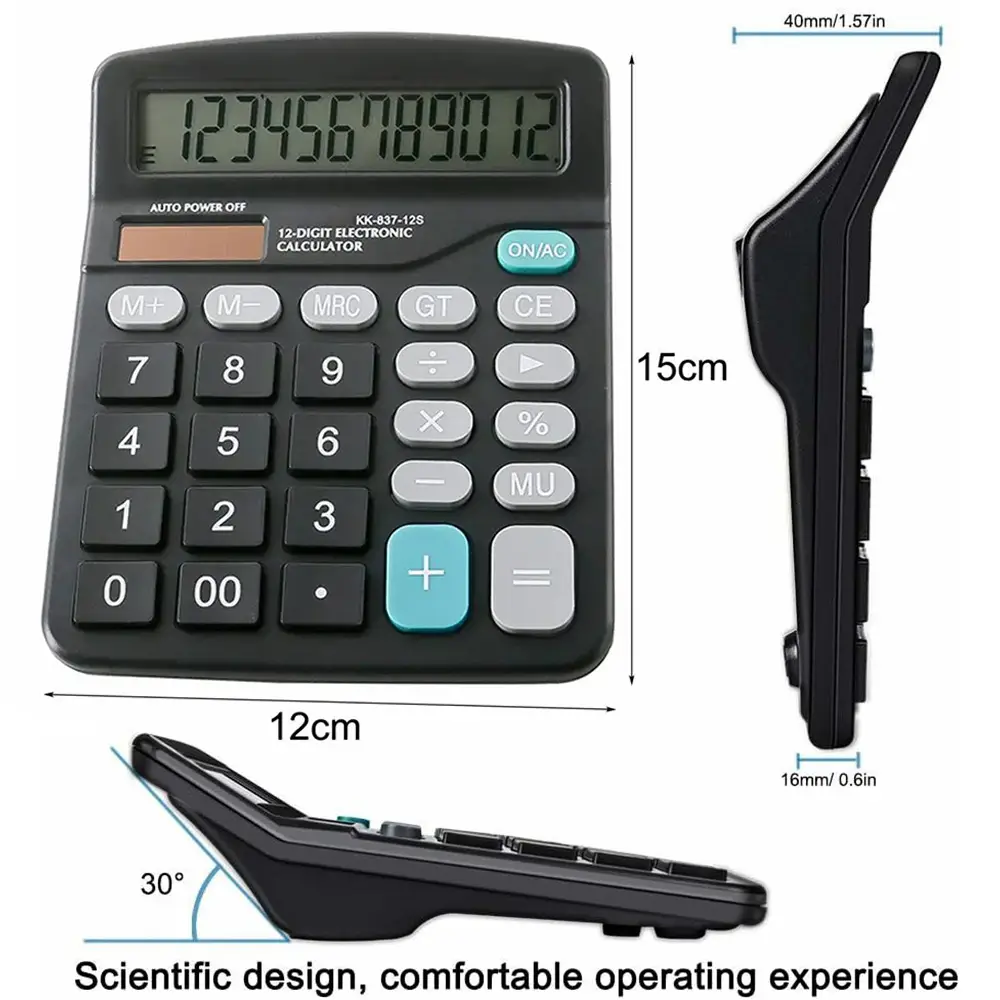 Solar and Battery Dual Power Standard Function Electronic Calculator with Large LCD Display Office Calculator (1)