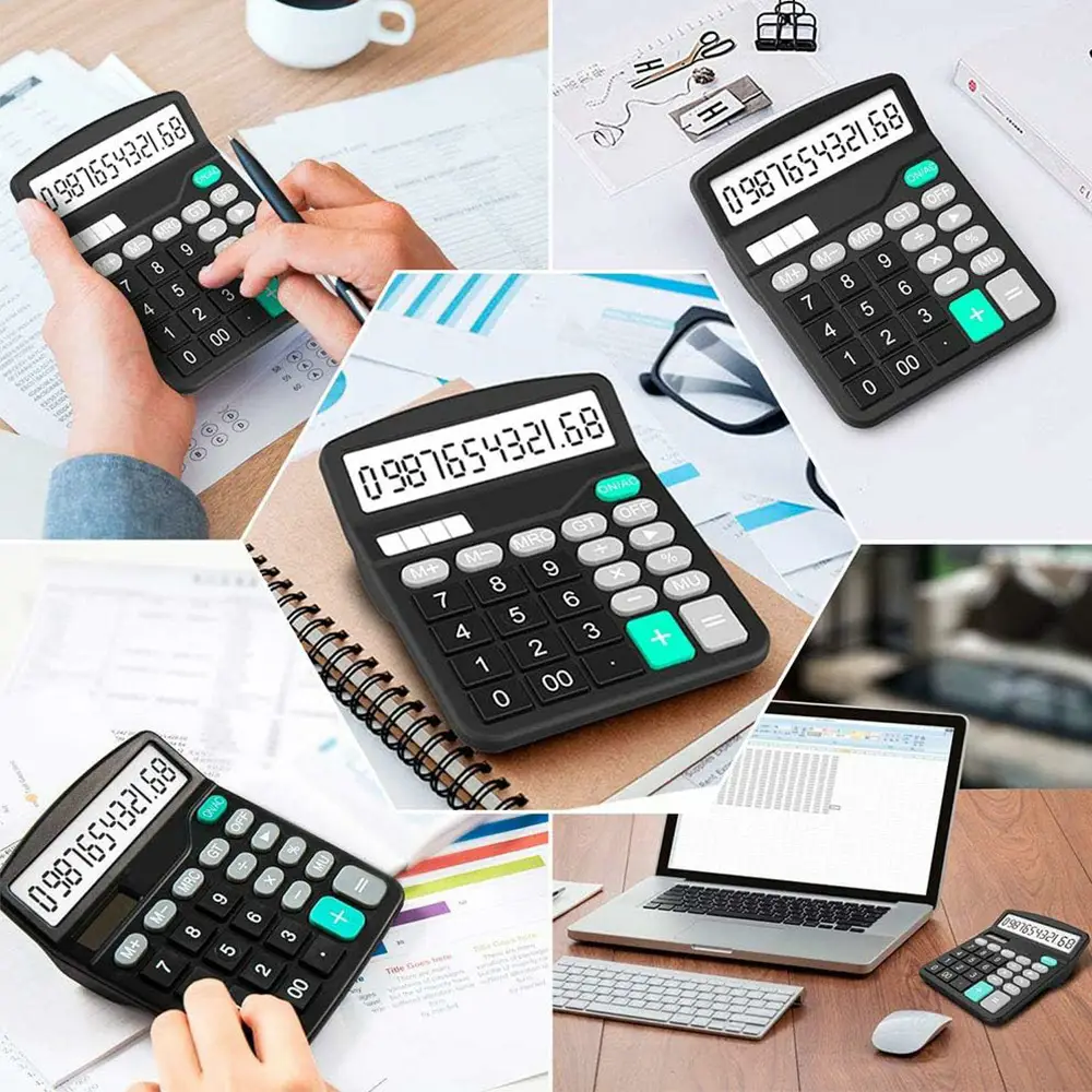Solar and Battery Dual Power Standard Function Electronic Calculator with Large LCD Display Office Calculator (7)
