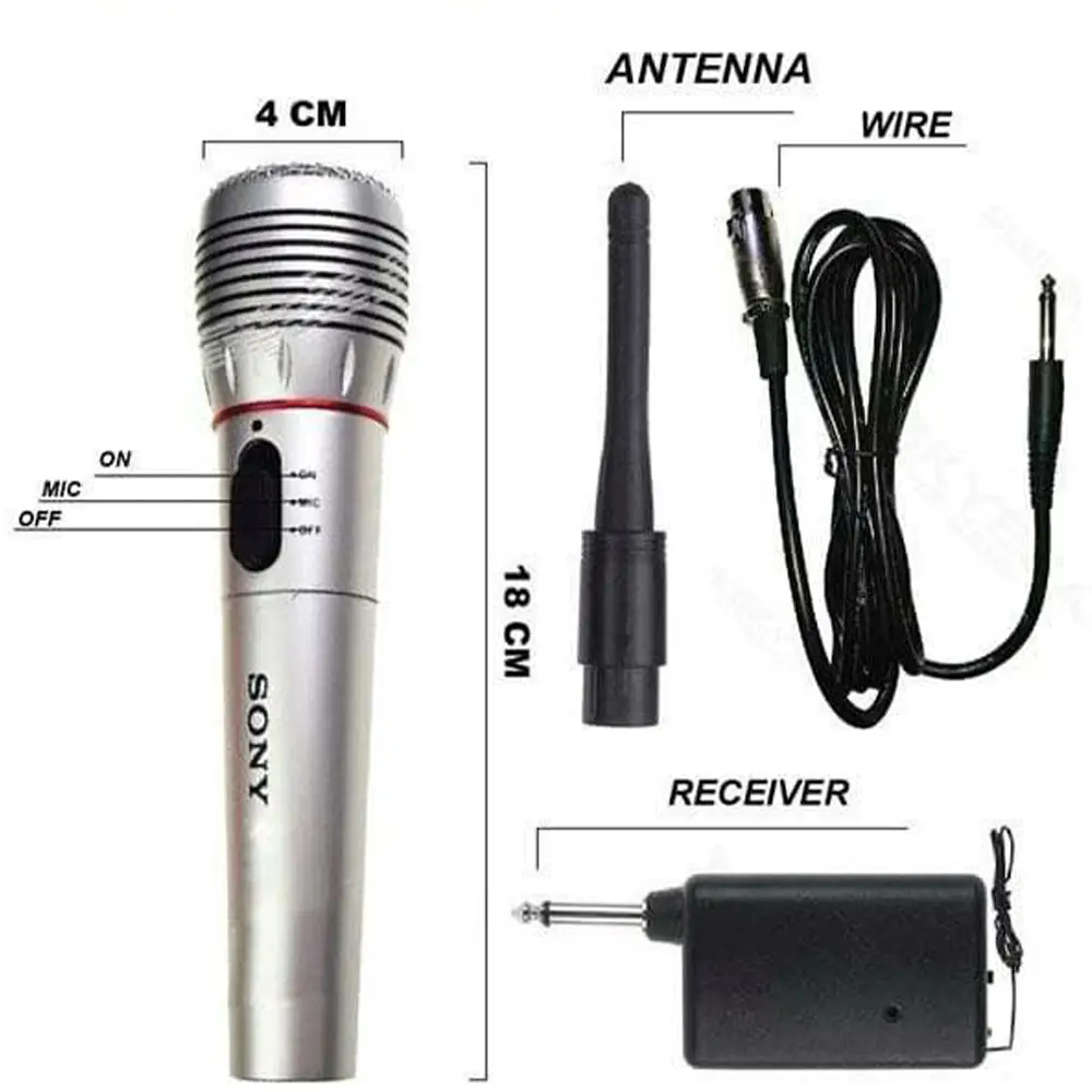 2 in 1 Sony NC-650 Wireless Professional Microphone with Wireless Receiver and Wire Sony Wired and Bluetooth Microphone (1)