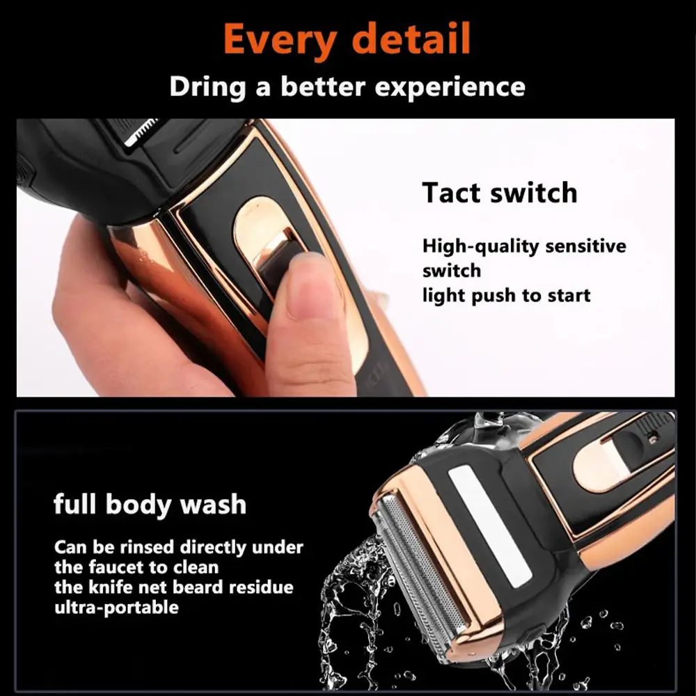 Geemy GM-595 Rechargeable 3 in 1 Trimmer Multifunctional Shaver Trimmer Nose Trimmer Set