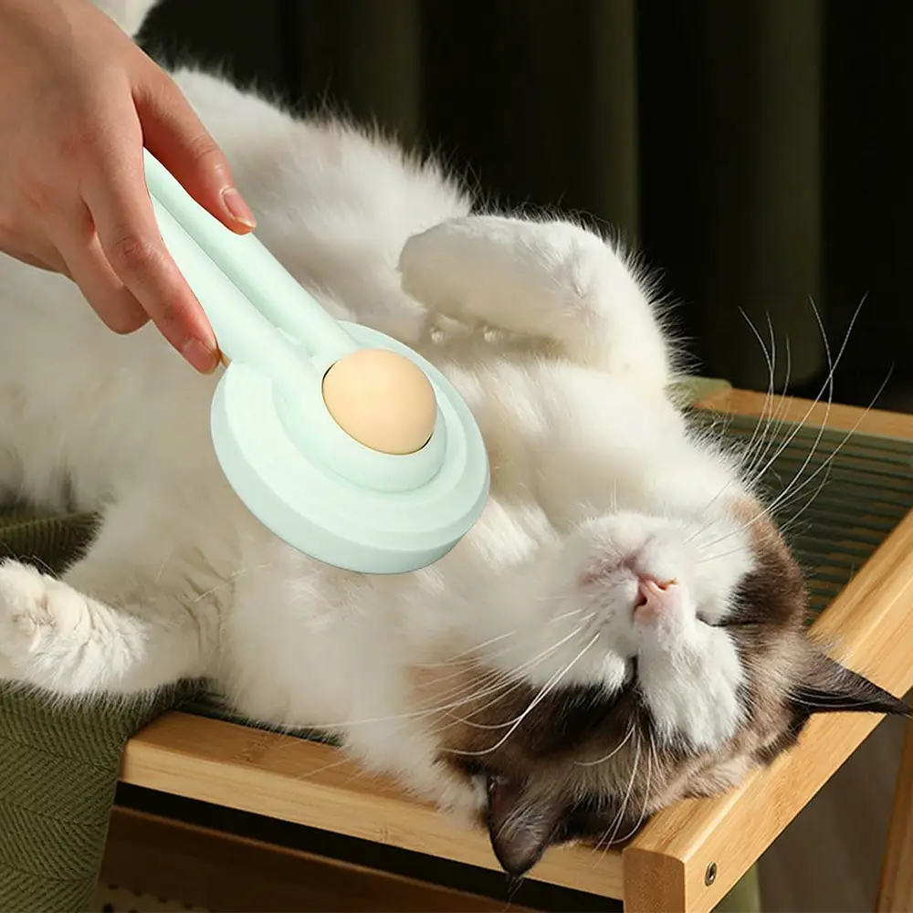 Pet Egg Yolk Massage Comb Self-cleaning Hair Removal Brush Stainless Steel Needle Pet Brush For Cats Dogs