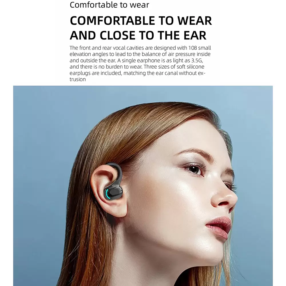 MF8 Bluetooth Wireless Headset Earphone Business Ear Hook Headphone HIFI Bass Noise Cancelling Sports Gaming Earbuds