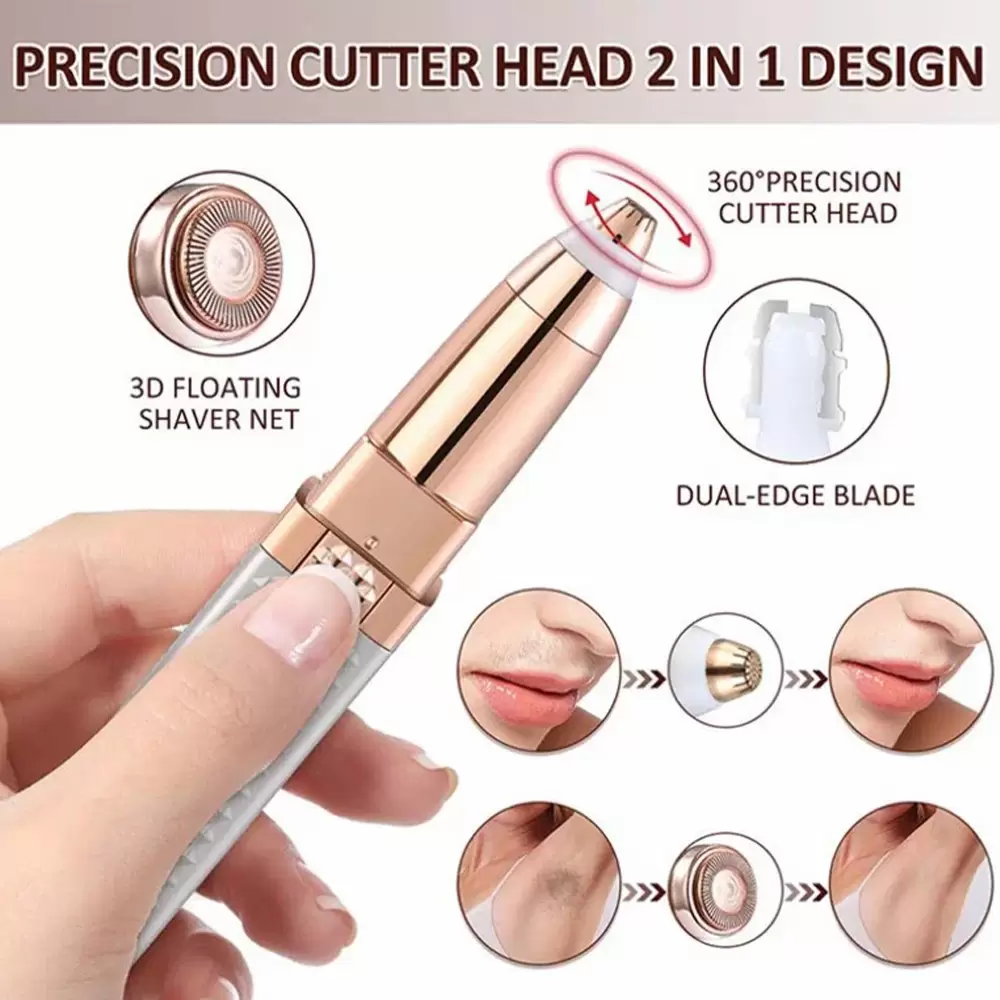 Rechargeable 2 In 1 Hair Remover Painless Shaver for Body Bikini Facial Eyebrow Trimmer Women Electric Epilator (4)
