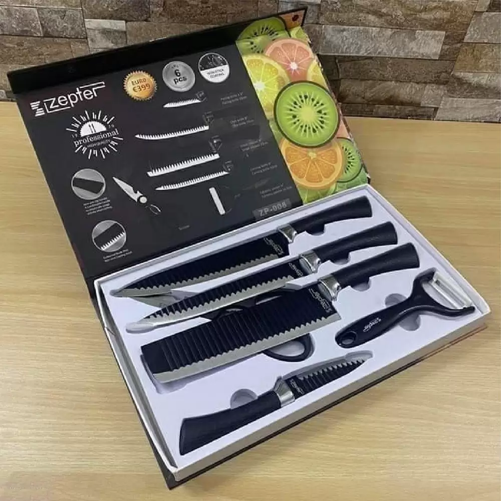 Zepter 6pcs Knife set Sharp and durable stainless steel blade Non stick kitchen cutter knife set