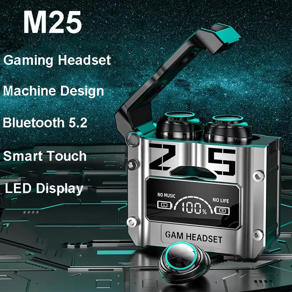 M25 Gaming Headset Bluetooth 5.2 Noise Cancel Waterproof Touch Control Earbuds